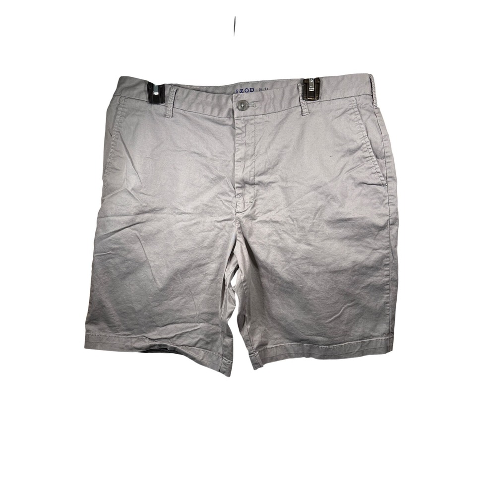 IZOD Saltwater Stretch Chino Shorts Mens 36 Waist 9.5 Inseam Gray